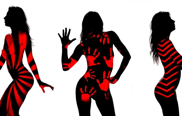 Girl, line, traces, body, silhouettes