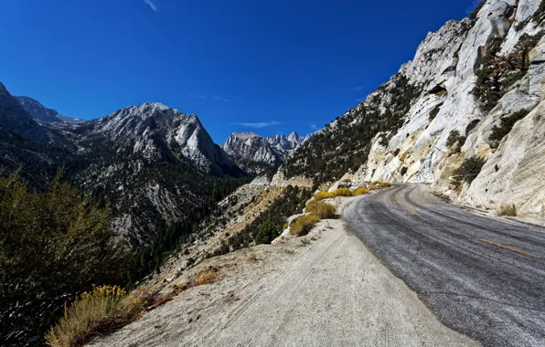 Picture road, mountains, CA, USA, Whitney Portal