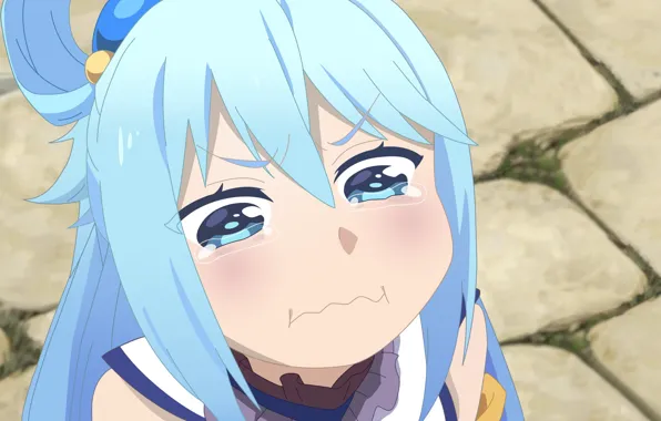 Wallpaper look, vector, art, tears, aqua, Aqua, To konosub, a shame for ...