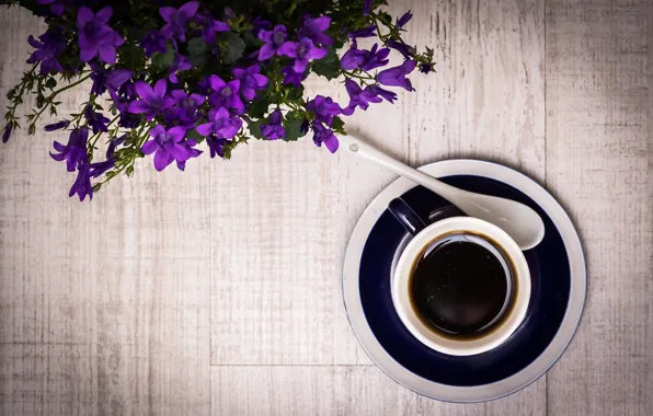 Flowers, coffee, spoon, drink, flowers, drink, coffee, spoon