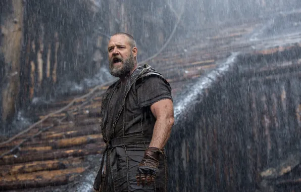 Rain, beard, Russell Crowe, Russell Crowe, Noah, Noah