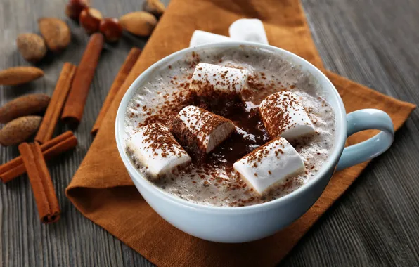 Coffee, Cup, sweet, sweet, coffee, milk, marshmallows, Marshmallow