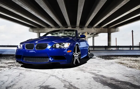 Picture road, blue, bridge, BMW, BMW, blue, E93