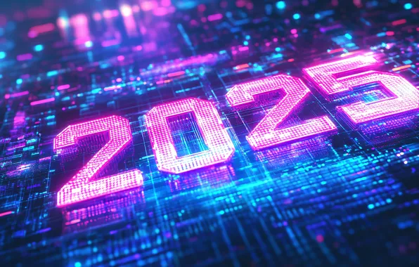 Figures, New year, date, 2025, AI art, neural network, New Year 2025