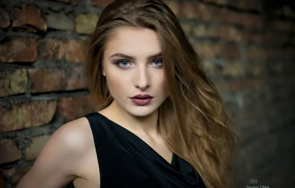 Look, pose, background, wall, model, portrait, brick, makeup