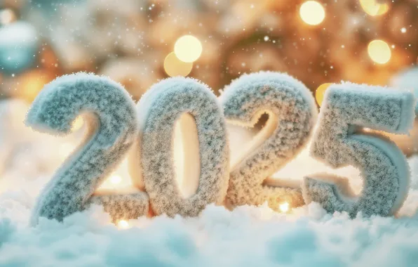 Winter, light, snow, lights, in the snow, figures, the snow, New year