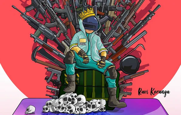 Weapons, skull, the throne, PlayerUnknown's Battlegrounds
