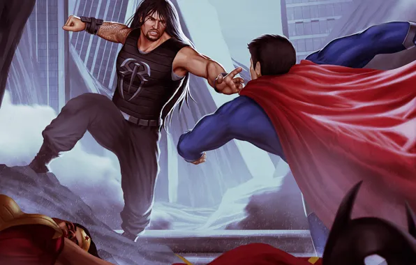 Picture Superman, Punch, Roman Reigns