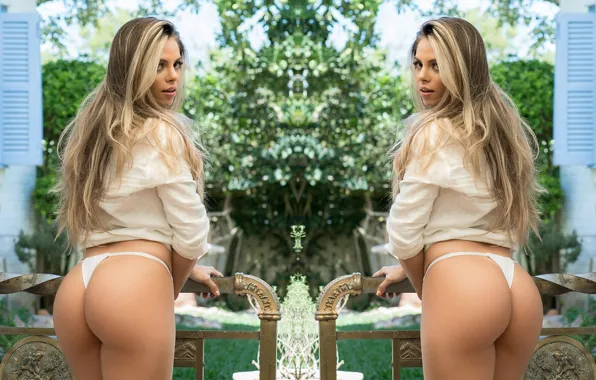 Sexy, lingerie, ass, blouse, panties, erotic, blonde, butt