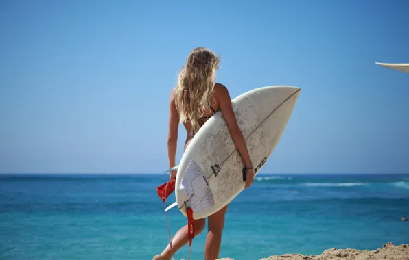 Sea, summer, girl, water skateboard