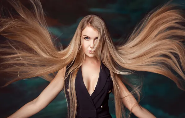 Look, girl, long hair, flowing hair, Rus
