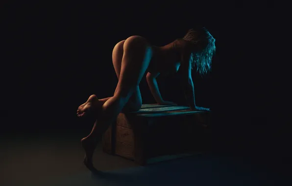 Chest, girl, model, naked, tummy, barefoot, figure, blonde