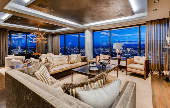 Wallpaper room, interior, megapolis, living room, Luxury accommodation ...