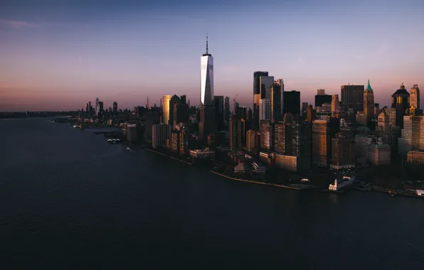 City, USA, Sky, Water, New York, Big City, Ocean, Sea