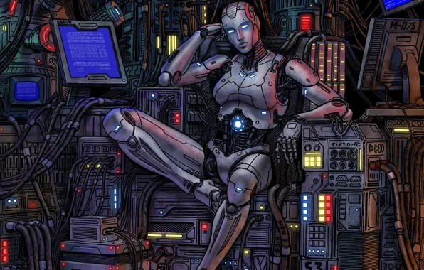 Robot, Wire, Style, Fantasy, Art, Art, Robot, Technique