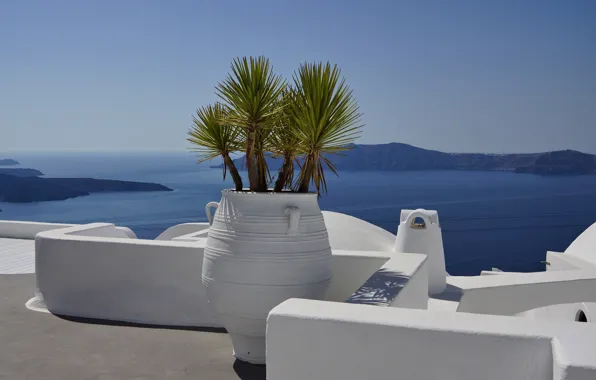 Sea, view, Greece, Notio Aigaio, Firostefani, Thira