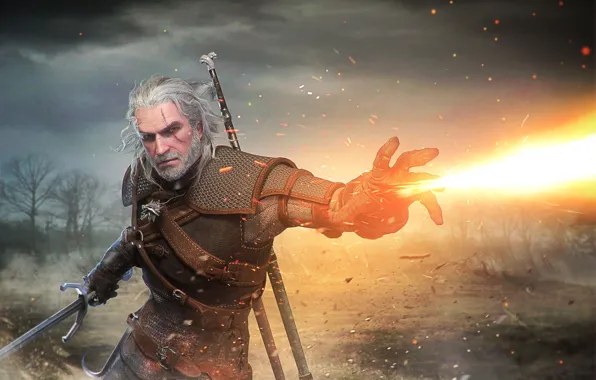Geralt, Witcher, Gwynbleidd, The Witcher 3: Wild Hunt, Geralt of Rivia, White Wolf, Butcher of …