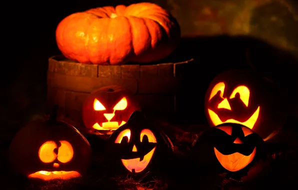 Picture holiday, pumpkin, gang, Halloween, halloween, night