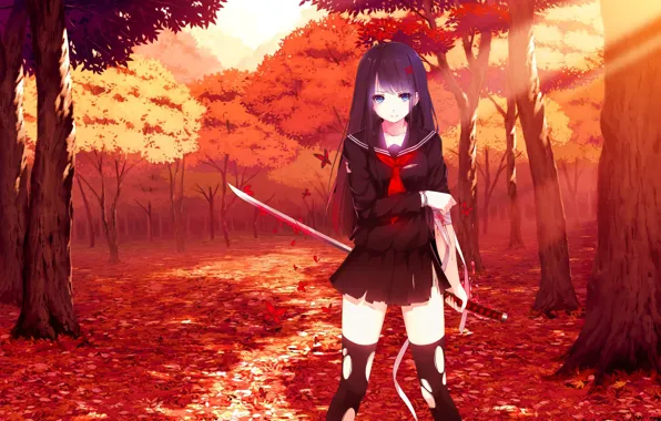 Picture kawaii, girl, sword, blood, anime, katana, pretty, ken