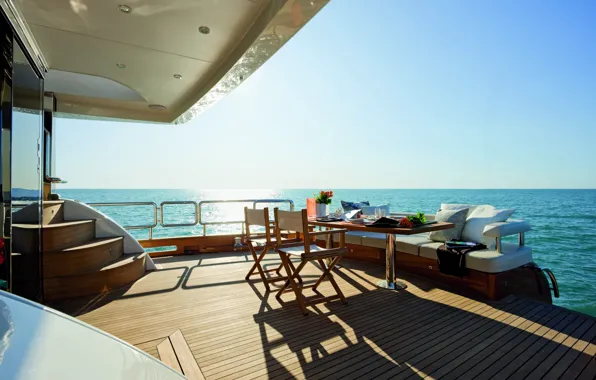 Luxury, yacht, cockpit, dinner, deck, motor, Magellano
