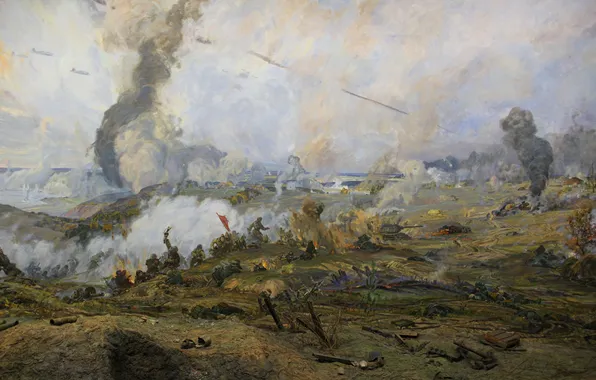 Smoke, River, Aircraft, War, Battle, Picture, Moscow, Soldiers