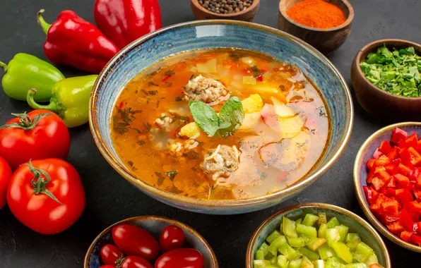 Picture fresh, soup, meat, vegetables, tasty