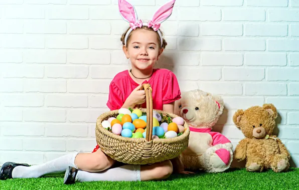 Eggs, Easter, girl, basket
