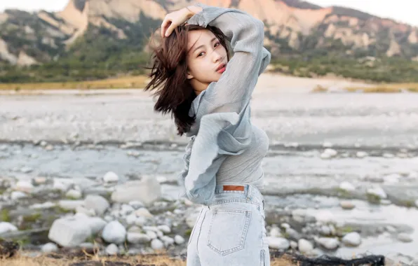 Girl, nature, Asian