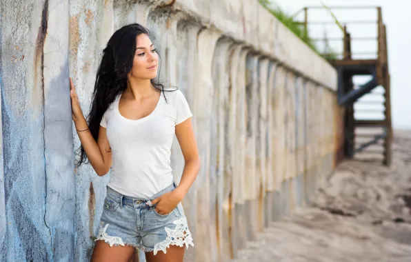 Picture summer, girl, face, wall
