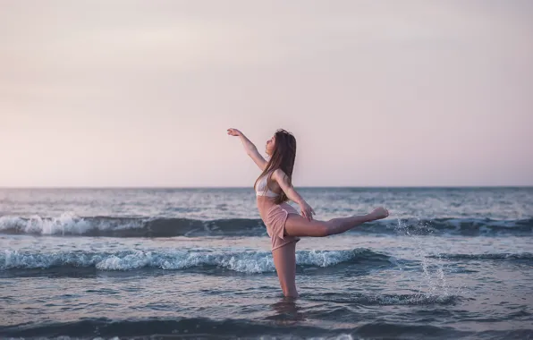 Wallpaper girl, dance, wave, Emma Exbrayat