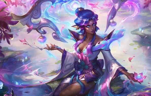 Girl, magic, game, character, character, League of Legends, Karma, Karma