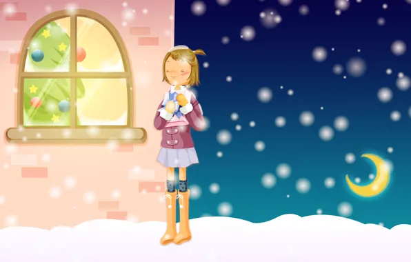 Winter, dream, snow, comfort, gift, street, new year, Christmas