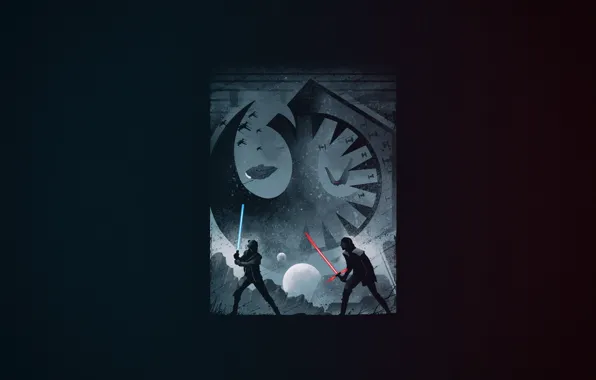 Minimalism, Star Wars, Background, Art, Art, Kylo Ren, Rey, by Vincenttrinidad