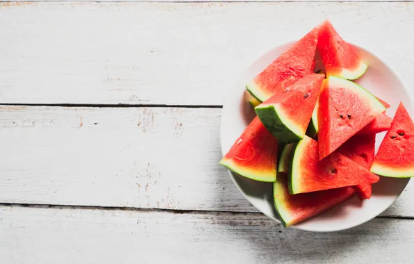 Picture summer, berries, watermelon, plate