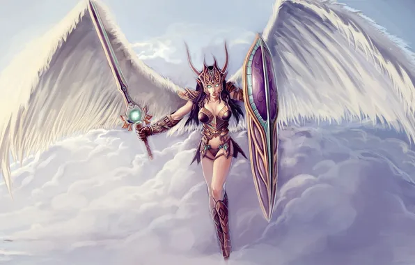 Picture girl, wings, sword