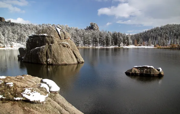 Landscape, lake, stones
