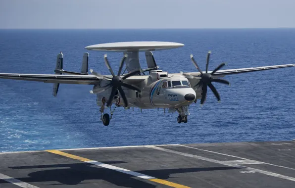 Picture Landing, AWACS, The carrier, US NAVY, E-2D Hawkeye