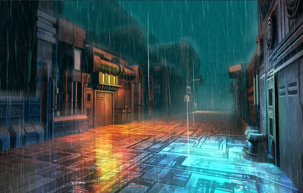 Picture light, rain, street