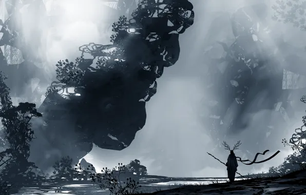 Silhouette, Warrior, Landscape, Art, Fiction, Landscapes, Digital Art, TacoSauceNinja