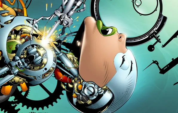 Picture fantasy, robot, science fiction, sci-fi, gears, comics, face, cyber