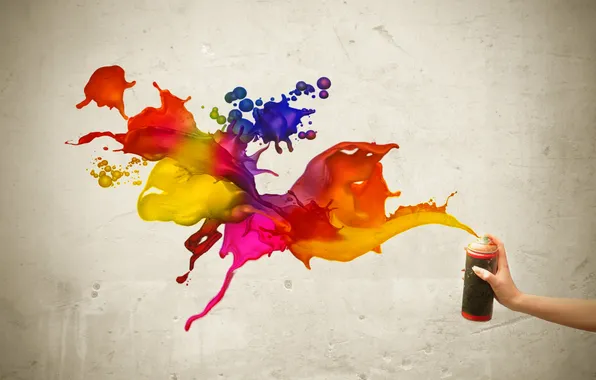 Purple, orange, blue, red, yellow, creative, paint, hand