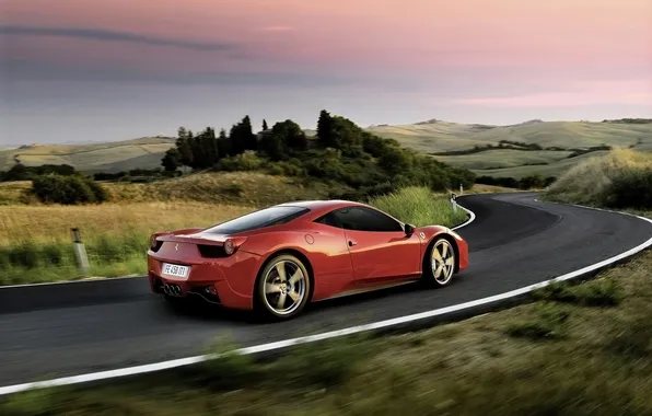 Picture road, table, Wallpaper, Ferrari, red, the desktop