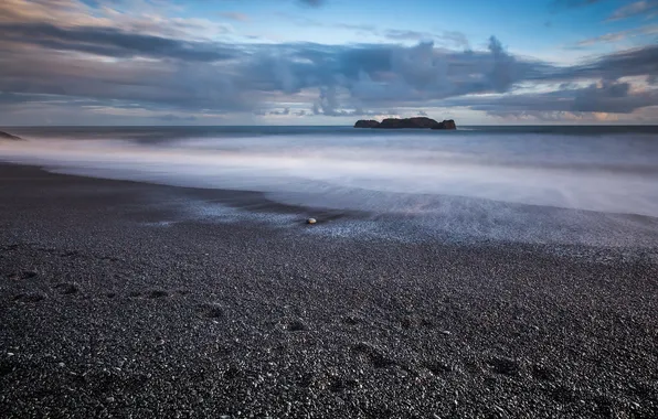 Sea, stones, rocks, dawn, coast, Iceland