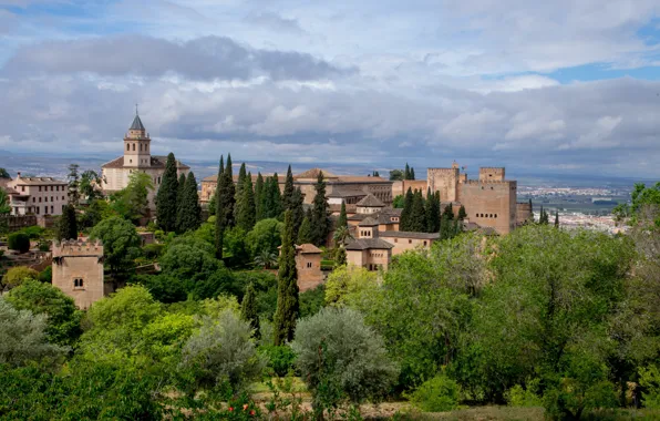 Landscape, nature, the city, fortress, architecture, Spain, Palace, Granada