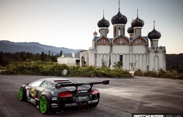 Lamborghini, cars, Church, Lamborghini, Murcielago, murcilago, Murcilago LP640, monster energy
