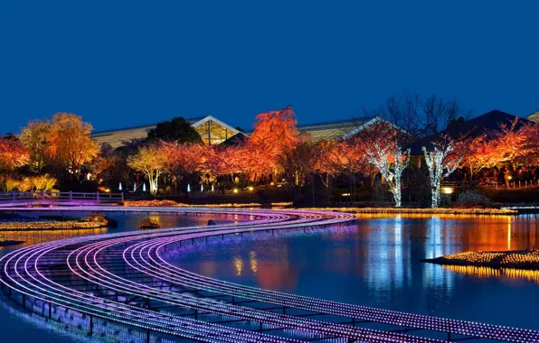 Lights, Japan, gardens, Nabana no Sato, Kuwana