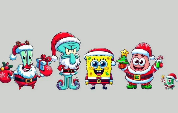 Patrick, Patrick, Squidward, Christmas with SpongeBob, Christmas with SpongeBob, Squidward, Mr. Krabs and Plankton, Mr. …