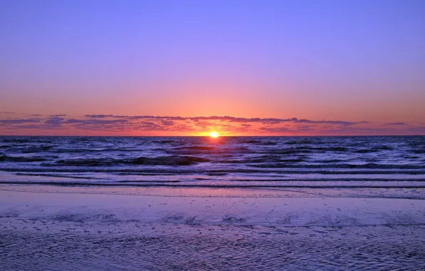 Picture waves, beach, seascape, clouds, morning, sunrise, dawn, seaside