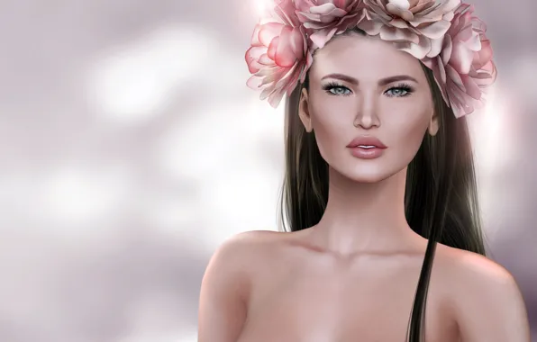 Picture girl, hair, wreath