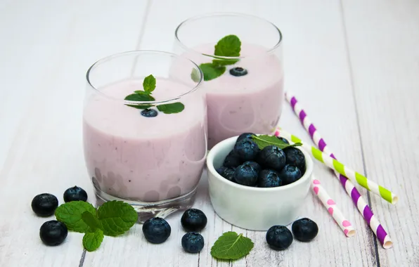 Berries, blueberries, glasses, tube, yogurt, Olena Rudo